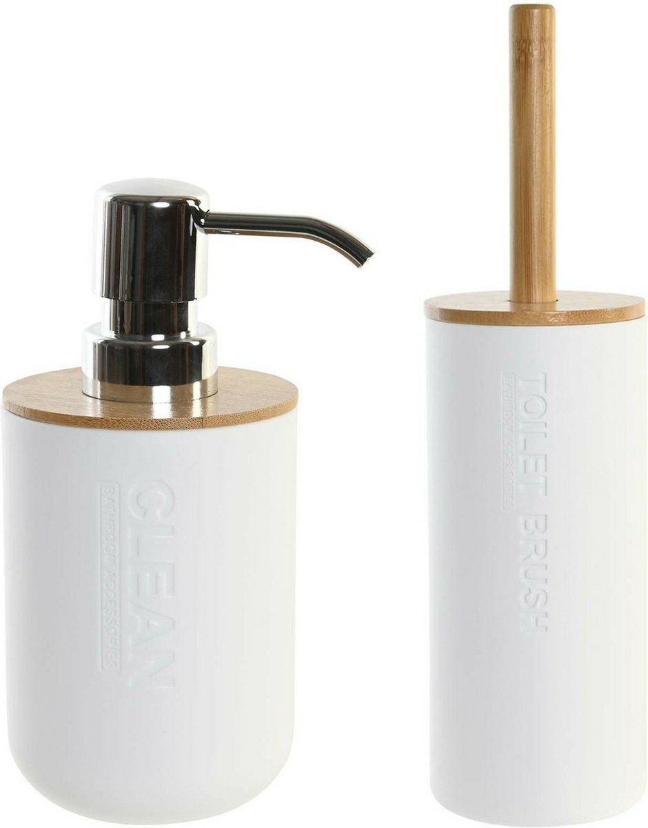 Toiletborstel met zeeppompje bamboe - wit