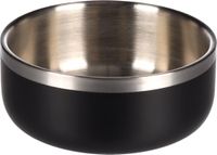 EET- Flamingo Voerbak hond – drinkbak hond – eetbak hond inox – dubbelwandige RVS kom met antislip – Ø17 cm – 1,15L – Lora Rond Zwart & Zilver