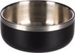 EET- Flamingo Voerbak hond – drinkbak hond – eetbak hond inox – dubbelwandige RVS kom met antislip – Ø17 cm – 1,15L – Lora Rond Zwart & Zilver