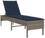 vidaXL Ligstoel avec coussin Gris 55x200x44cm Polyrotan
