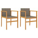 VidaXL Tuinstoelen 2 stuks Acaciahout Polyrattan Staal Grijs