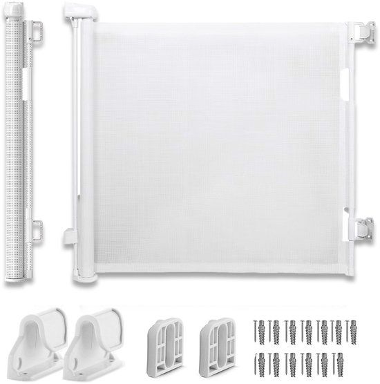 Simanti Oprolbaar Traphekje Wit 180 cm - Veiligheidshekje Baby & Huisdier