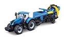 Bburago New Holland T7.315 B18-31678 Tractor gegoten met functioneel cultivatorvoertuig, blauw, maat S