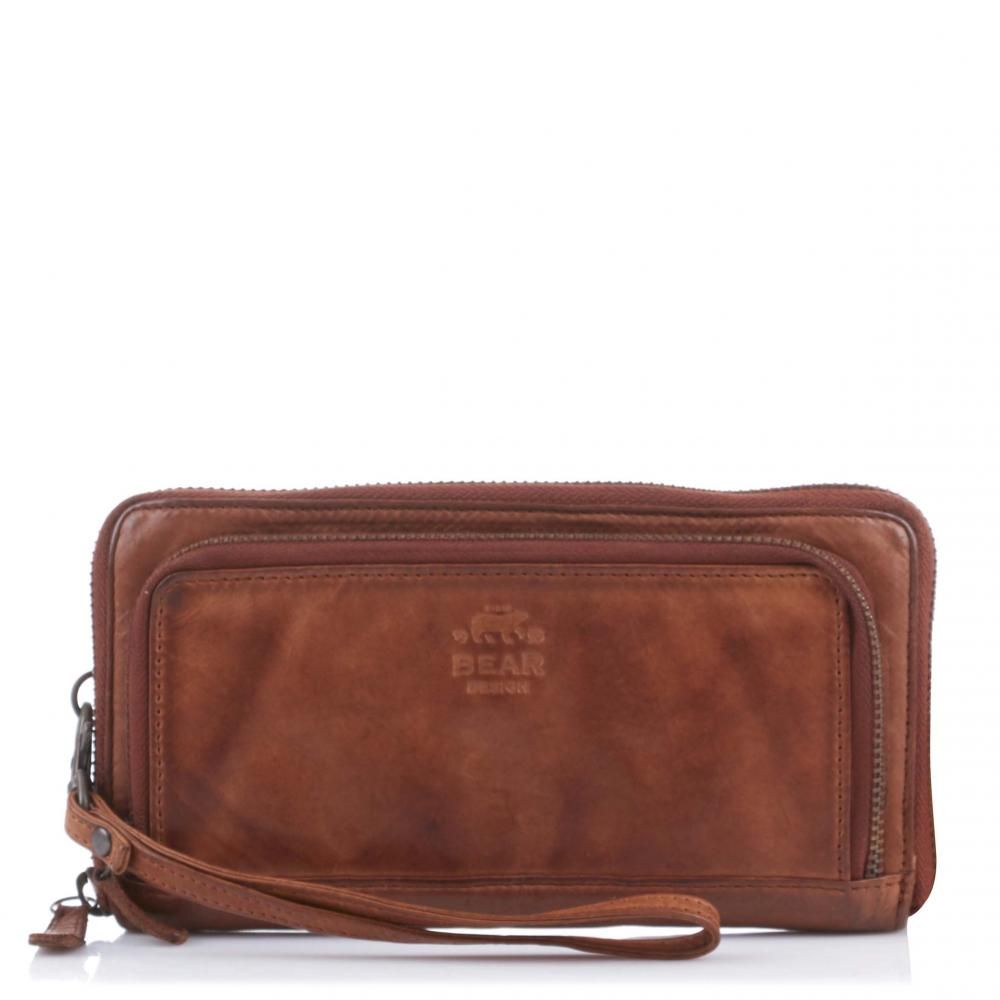 Bear Design Cow Lavato Clutch 14851 Cognac