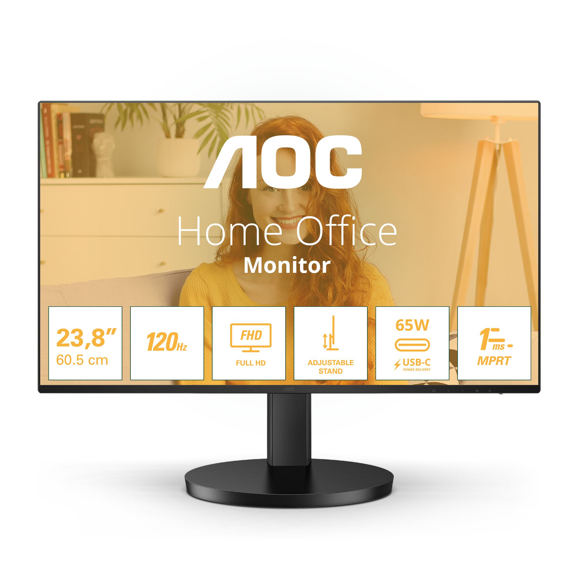 AOC 24B3CF2 24 inch Full HD Monitor - 100Hz, 1ms, USB-C, Speakers