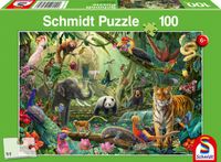 Schmidt Puzzle Monde animalier coloré dans la jungle 100 pièces Enfants dès 6 ans