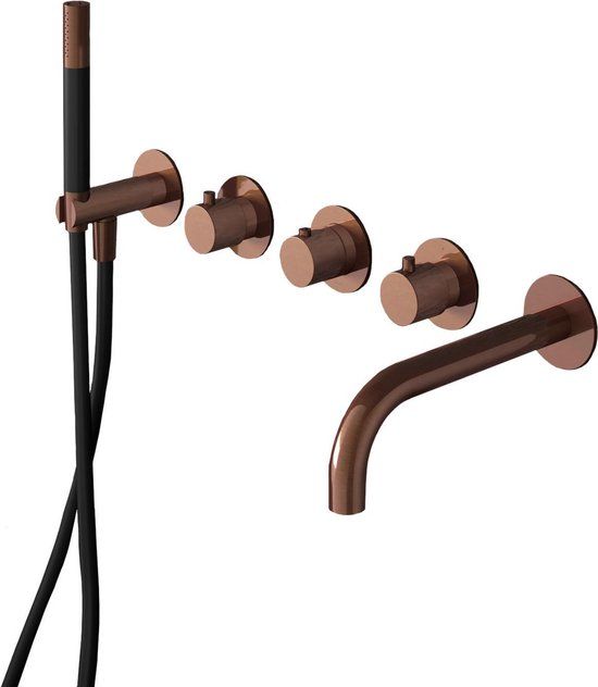 Hotbath Cobber Inbouw Bad- en Douchethermostaat Geborsteld Koper PVD