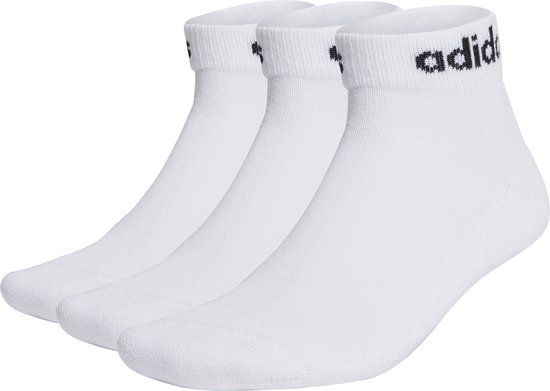 adidas Linear Gevoerde Enkelsokken 3 Paar - Unisex - Wit - 43-45