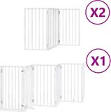 vidaXL - Hondenhek - Inklapbaar - Met Deur - 12 Panelen - 600cm - Populierenhout - Wit