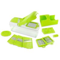 EASY MAKE KD3211 Mandoline multifonction 5 en 1 Inox/PP Vert/Blanc 27,50 x 11,50 x 12,50 cm