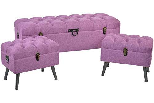 DRW set met 3 stuks, van polyester en metaal in paars, 121 x 42 x 53 cm