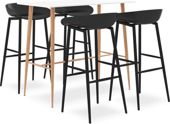 vidaXL 5-delige Barset wit en zwart
