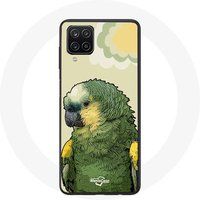 Maniacase Hoesje voor Samsung Galaxy A12 Amazone papegaaien groen