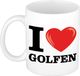 Bellatio Decorations Shoppartners Bv I love golfen wit met rood hartje koffiemok / beker 300 ml - keramiek - cadeau voor sport / golf liefhebber
