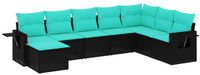 vidaXL 8-delige tuinbankset met kussens, zwart, polyrotan