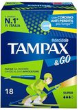 Tampax & Go Super, 18 tampons met applicator van kunststof | Antislip handgreep en dubbel beschermkoord, gynaecologisch getest, ideaal voor veel stroom