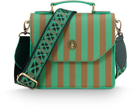 Pip Studio Frances Crossbody tas dames Schoudertas Groen Gestreept 19x7x17.5cm