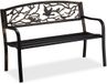 Merkloos Relaxdays Tuinbank van staal met vogelmotief, 2-zits, zwart/brons, 87 x 127 x 57 cm