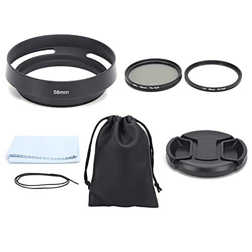 Shanrya UV CPL-lensfilterset, high-definition slanke universele UV CPL-lensfilterset Lensdop Lenskap Duurzaam met opbergtas voor cameralens(58 mm)