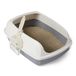 Amazon Basics Grote Kattenbak met Open Bovenkant, Gemakkelijk te Reinigen, Inclusief Schep, Wit/Grijs, 50,5cm x 38,0cm x 20,0cm