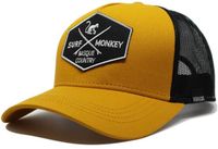 Surf Monkey Trucker Cap 5 Panel One Size Organisch Cotton Zwarte mosterd