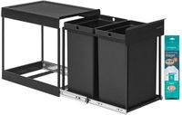SONGMICS Bobbel Home Prullenbak - 2 Compartimenten & Uittrekbaar Afvalscheidingssysteem - Zwart - 40L