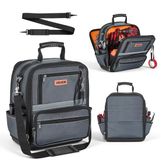 VEVOR Sac à outils 33,5x23x39cm, Sac de rangement avec 24 poches intérieures et 10 poches extérieures, Organiseur d'outils en polyester imperméable avec bandoulière et fermeture éclair, Sac à outils pour artisans
