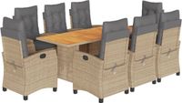 vidaXL 9-delige Tuinset met kussens Poly Rattan Gemengd Beige