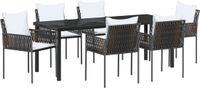 vidaXL Tuinset, 7-delig, bruin en zwart, van PE-rattan