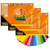 Idena 90258 - Kleipapier DIN A3, 3 blokken met elk 12 vellen knutselpapier in 12 stralend mooie kleuren, 150 g/m², FSC-mix