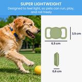 kwmobile Bluetooth tracker houder voor Apple AirTag - Siliconen hoesje voor hond en kat - Smart Tag houder voor halsband - Set van 1 oranje / matcha groen