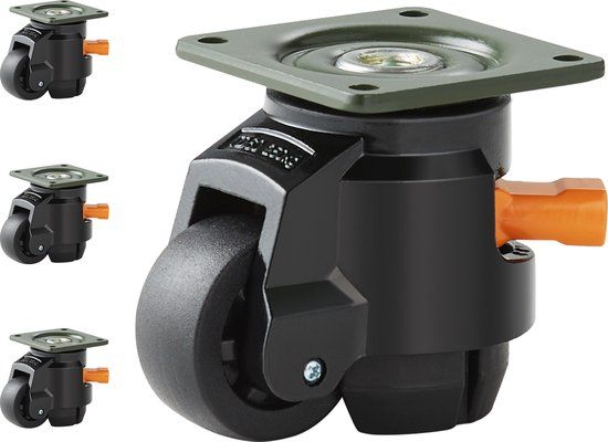 VEVOR Set Van 4 Zwenkwielen, φ50,8 Mm, Meubelwielen, In Hoogte Verstelbaar, Transportwielen, Draagvermogen 0,5 Ton, Zwaarlastwielen Van Nylon, Nivelleerwielen, Lastwielen, Loopwielen voor Houten Planken, Meubels, Werkbanken