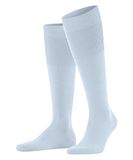 FALKE Airport lang eenkleurig wol katoen kniekousen heren blauw - maat 41-42