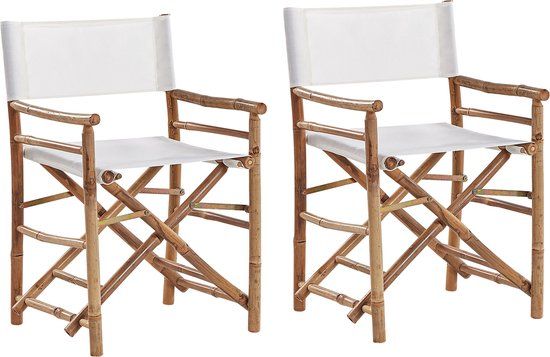 MOLISE - Set of 2 Bamboo Wood Bistro Chairs - Light Wood Color - Folding