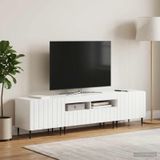 Prolenta Maison Exclusive - TV-meubelset met LED-verlichting, bestaande uit 3 delen, model ZWOLLE, hoogglanzwit, gemaakt van houtvezel