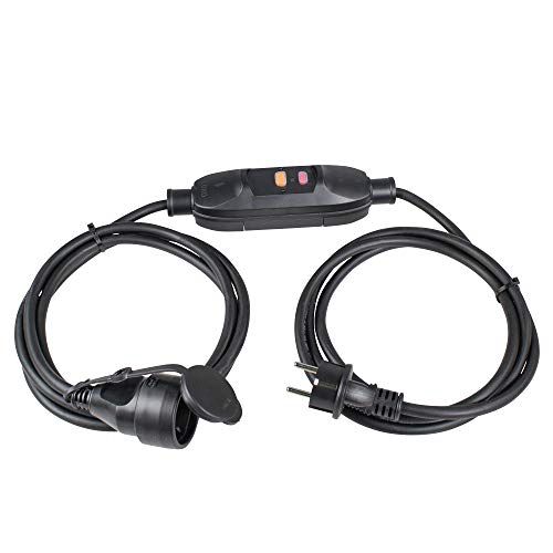 AS-Schwabe PRCD-tussenschakelaar met Kabel - 230 V/16 A - 1,5 m - Zwart - 45222