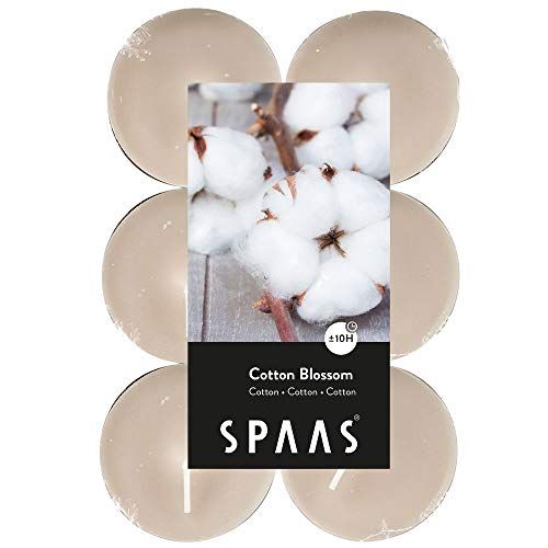 Spaas 12 Maxi Theelichten Geur, ± 10 uur - Cotton blossom - beige
