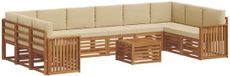 vidaXL - Salon de jardin en acacia - Naturel et beige - 10 places