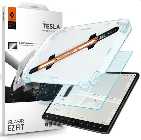 Spigen EZ Fit Glazen Screenprotector Tesla Model 3 / Y - transparant