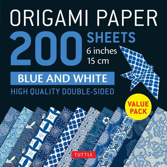 Tuttle Publishing Origami Paper 200 sheets Blue and White Patterns 6" (15 cm)