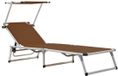 vidaXL Lit de jardin pliant avec toit aluminium et textilène marron