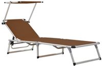 vidaXL Lit de jardin pliant avec toit aluminium et textilène marron