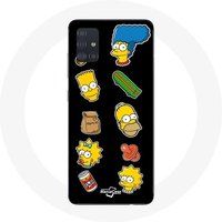 Maniacase Hoesje voor Samsung Galaxy A71 The Simpsons zwarte achtergrond stickers