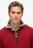 Superdry - Essentials Katoenen Trui met Halve Rits - Heren - S - Karmijnrood gemêleerd