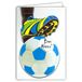 69-8128 Fluo-kaart Gelukkige Verjaardag Voetbal met envelop 12 x 17,5 cm