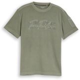 Tom Tailor - T-shirt met wafelstructuur - Maat M - Greyish Shadow Olive