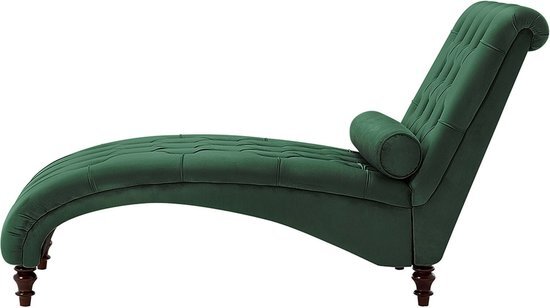 MURET - Chaise longue - Donkergroen - Symmetrisch - Fluweel