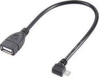 Renkforce USB-kabel USB 2.0 USB-micro-B stekker, USB-A bus 10.00 cm Zwart Met OTG-functie, Vergulde steekcontacten