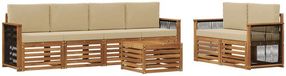 vidaXL Ensemble de canapés 7 pièces Acacia massif naturel et beige