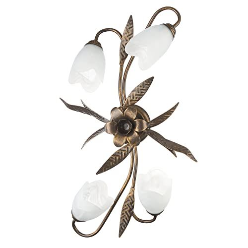 ONLI Gesmeed Plafond 4 Lichten Metaal Glas - Bruin en Wit